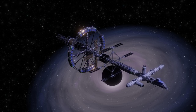 Free space station stars black hole illustration