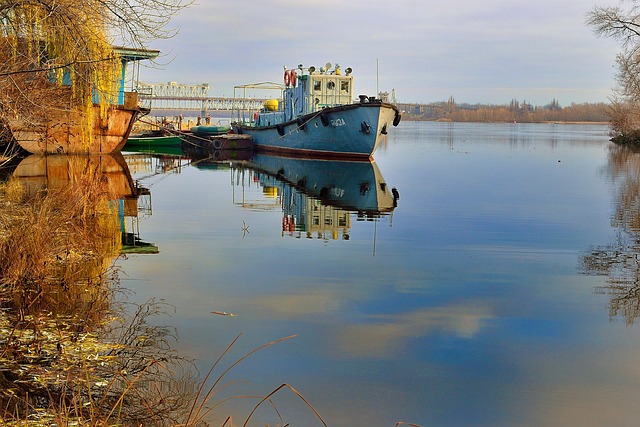 Ukraine, Skib, Flod, Natur, Bro, Himmel