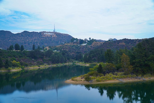 Hollywood, Schriftzug, See, Berge