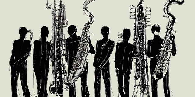 Free jazz music saxophone illustration