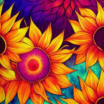 Girassol, Flor, Colorido, Vida Em Cores