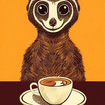 Animal, Suricata, Desenhando, Café