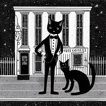 Gatos, Dapper, Noite, Estrelas