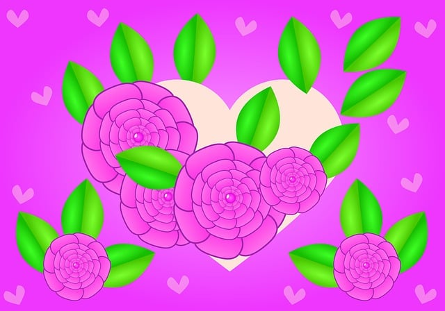 Free flowers greeting card heart vector