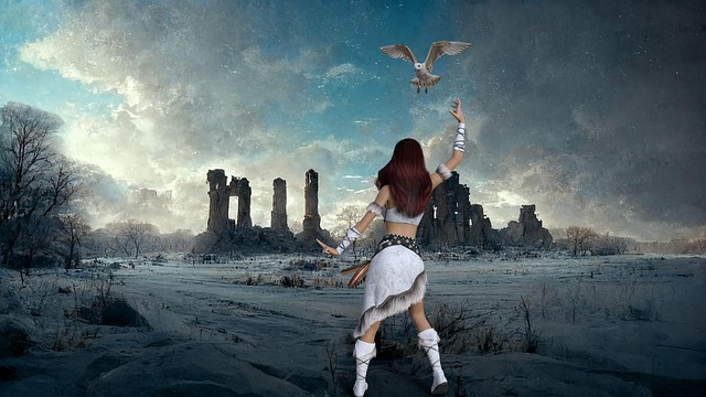 Free ruins woman nature illustration