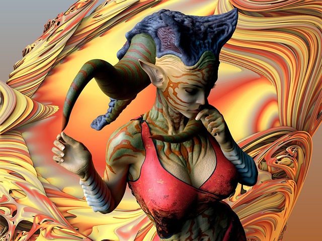 Free woman extraterrestrial portrait illustration