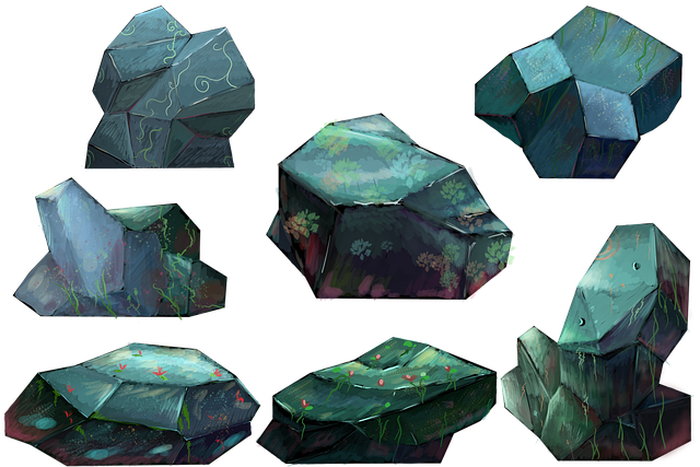 Free stone rock hand painted illustration