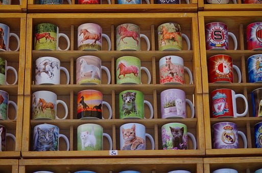 Krus, Emne, Billeder, Farvet, Porcelæn