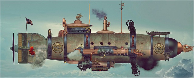 Free airship steampunk fantasy illustration