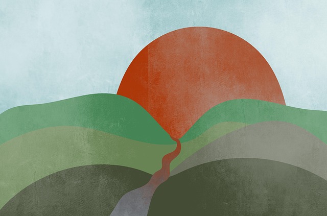 Free sunset sunrise bohemian illustration