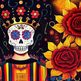 Crânio, Dia Dos Mortos, México, Flores