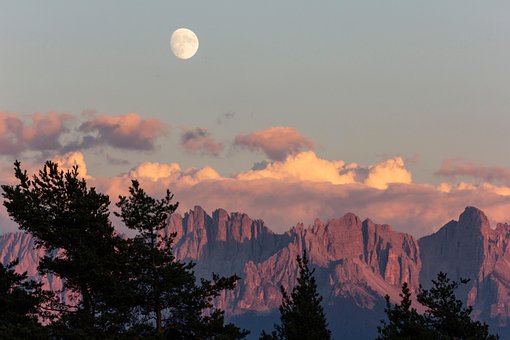 Sonnenuntergang, Vollmond, Panorama