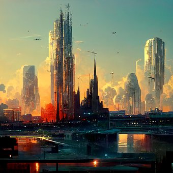 Futurista, Cuadro, Urbano, Ciudad