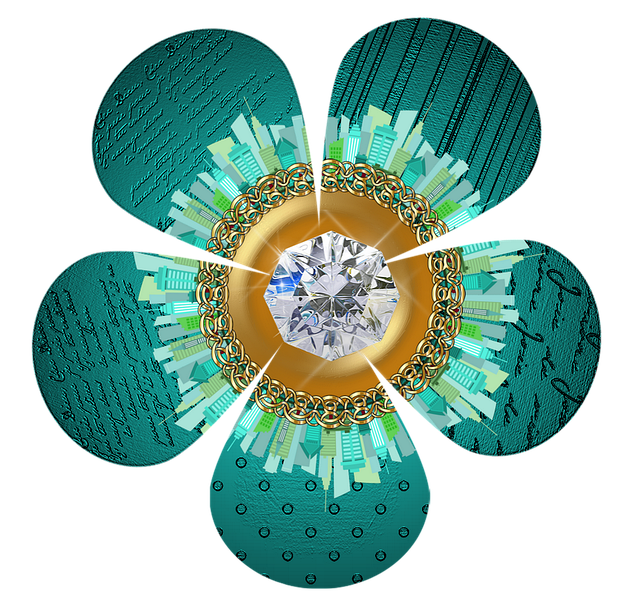 Free turquoise crystal petals illustration