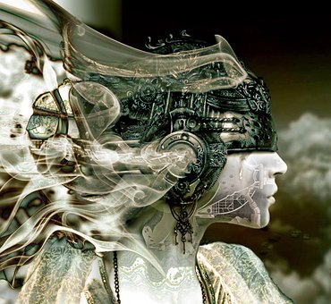 Porträt, Frau, Surreal, Fotomontage
