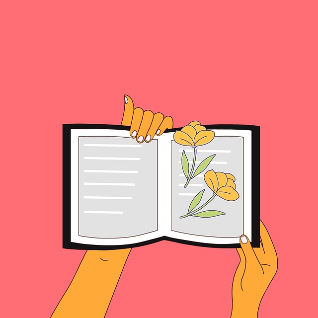 Free holding book reading illustration