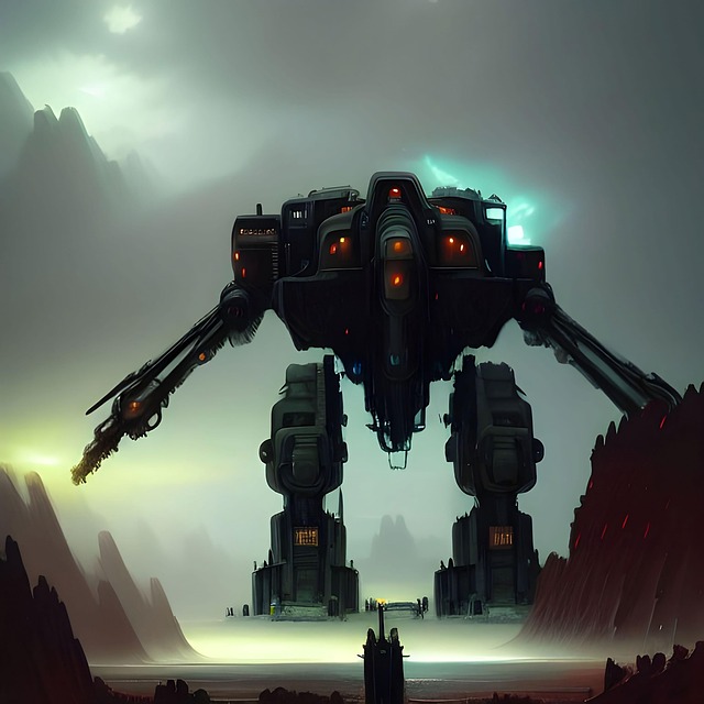 Free digital art robot battle robot illustration