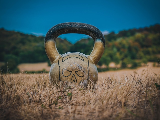 kettlebell, weightlifting, field, nature, sport, fitness, outdoors