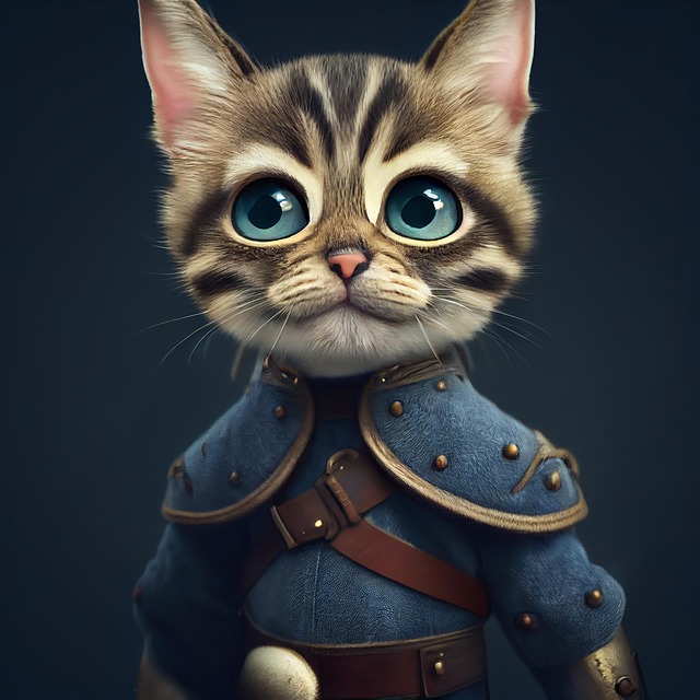Free cat medieval armor cartoon cat illustration