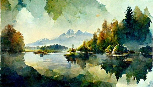 Free mountain field river illustration