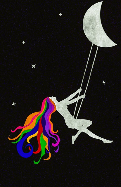 Free swing woman rainbow illustration