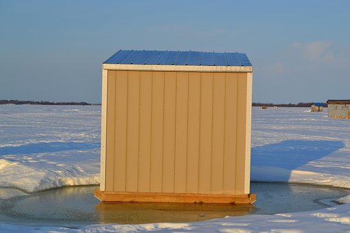 Ishytte, Isfiskeri, Vinter, Frossen Sø