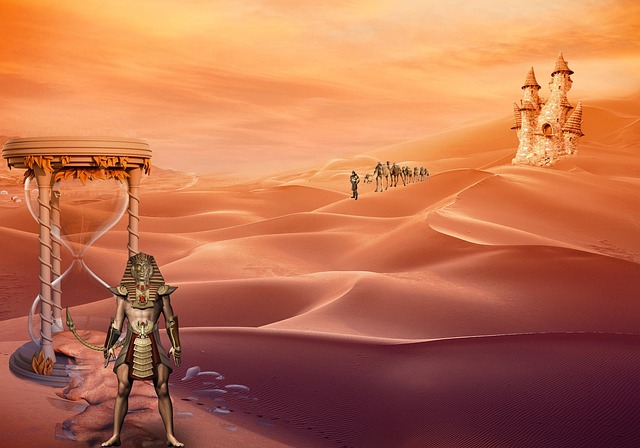Free desert castle hourglass illustration