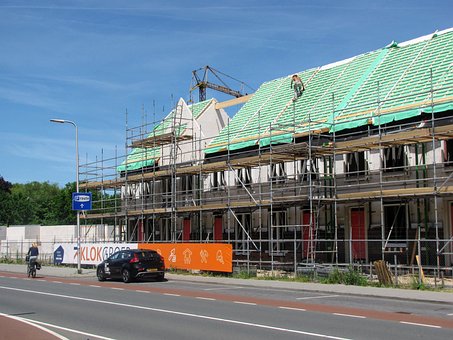 Neubau, Gehäuse, Gerüst, Bauarbeiten