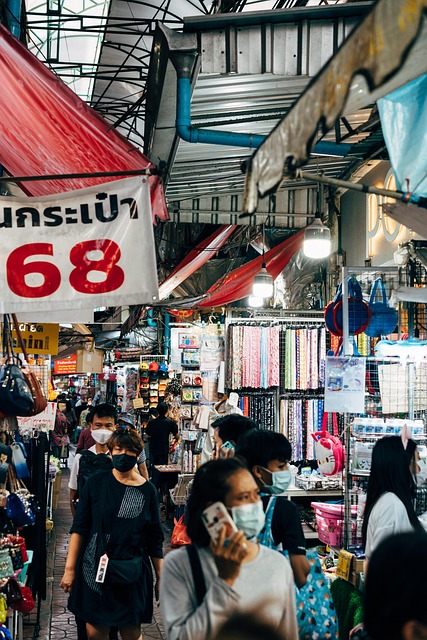 thailand, market, bangkok, asia, crowd, night market, vendors