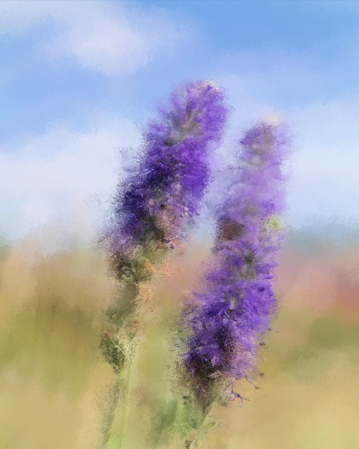 Malen, Blumen, Lilane Blumen, Kunstwerk