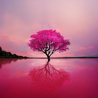 สีชมพู, เบ่งบาน, ฤดูใบไม้ผลิ, ทะเลสาบ