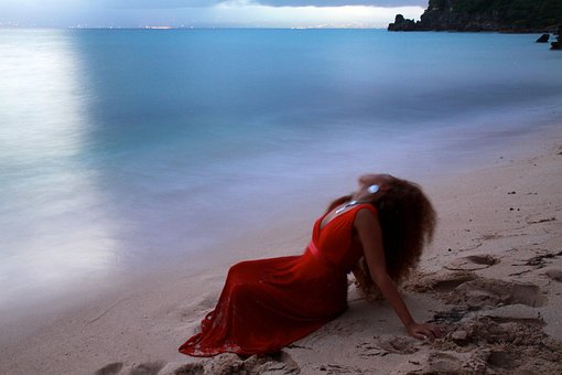 Fantasma, Mulher, Areia, Praia, Natureza