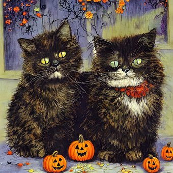 Free Halloween Cats illustration and picture