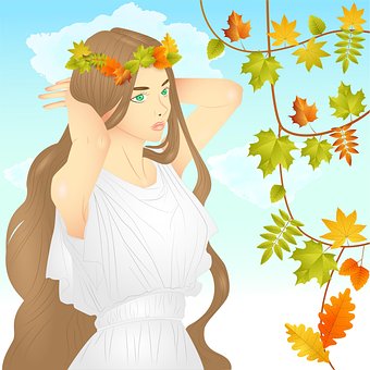 Mulher, Outono, Querida, Natureza