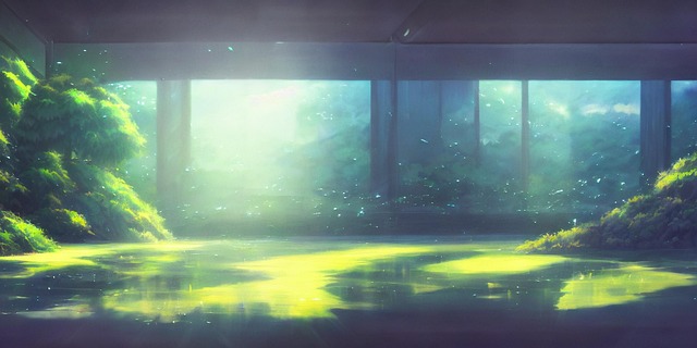 Free anime nature abandoned building illustration