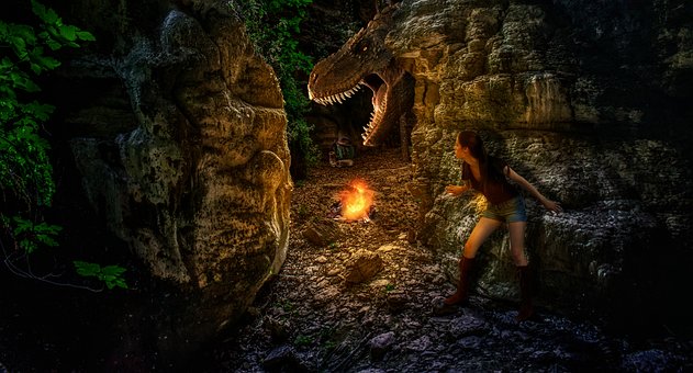 Dinosaurus, Táborák, Skrýva Sa, Žena