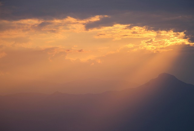 Berge, Sonnenuntergang, Himmel
