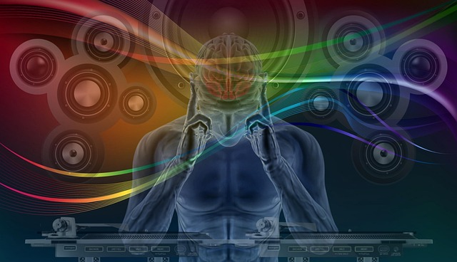 Free turntable mixing music illustration