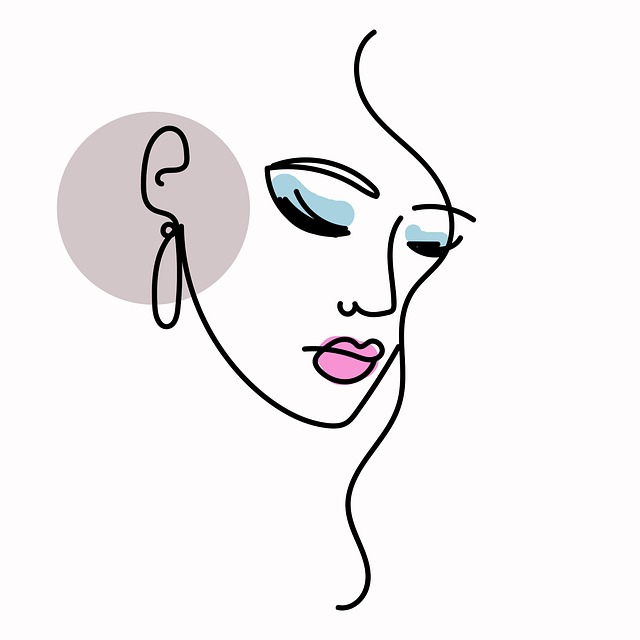 Free makeup woman line art illustration