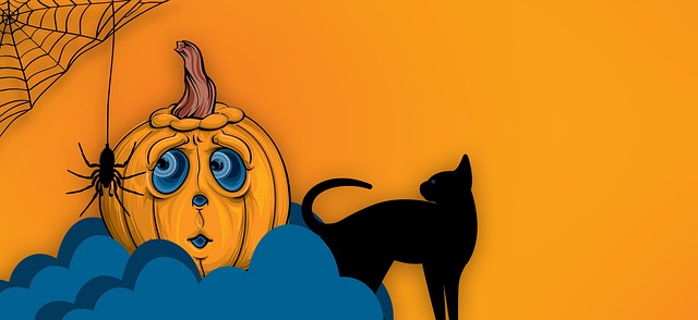 Free halloween pumpkin cat illustration