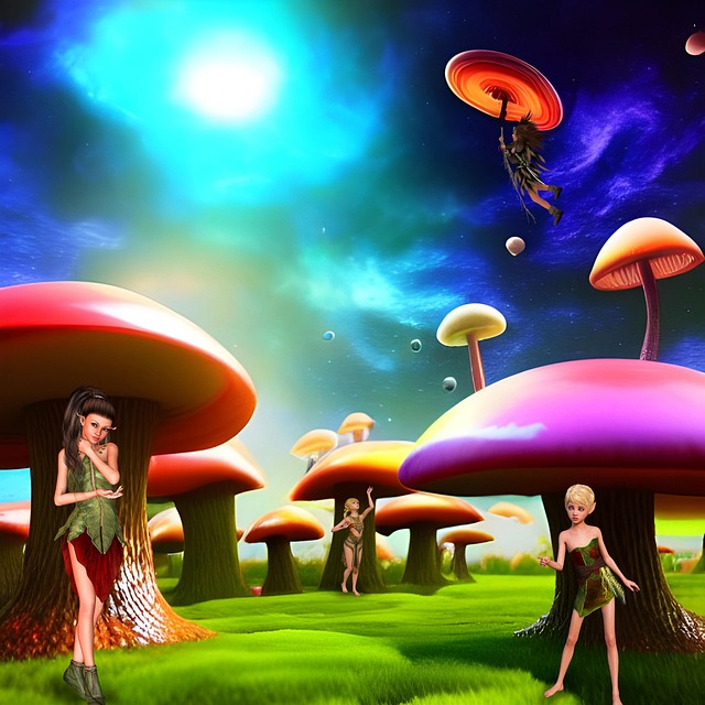 Free background mushroom forest colorful illustration