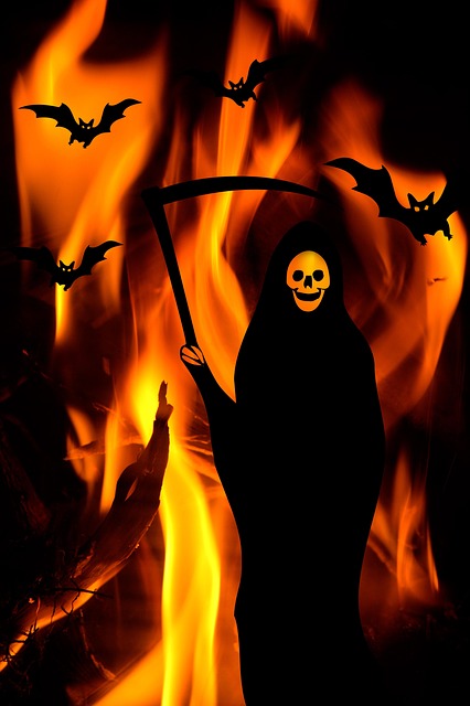 Free halloween reaper fire illustration