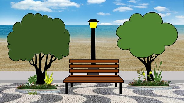 Orla, Acera, Playa, Plaza, Ciudad, Calle