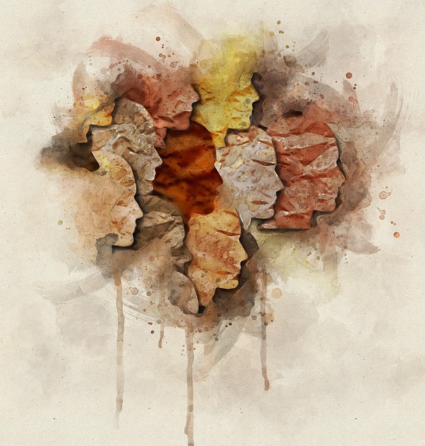 Köpfe, Wandbilder, Aquarellmalerei