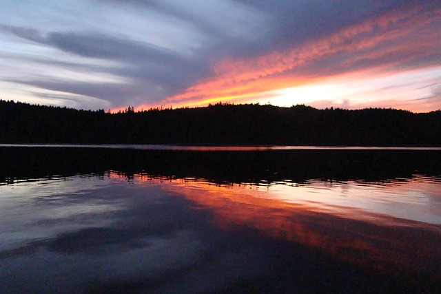 Free Gray Lake Sunset Mountain Sunset photo and picture