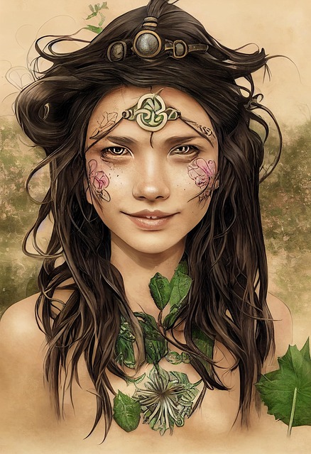 Free smiling young girl celtic illustration