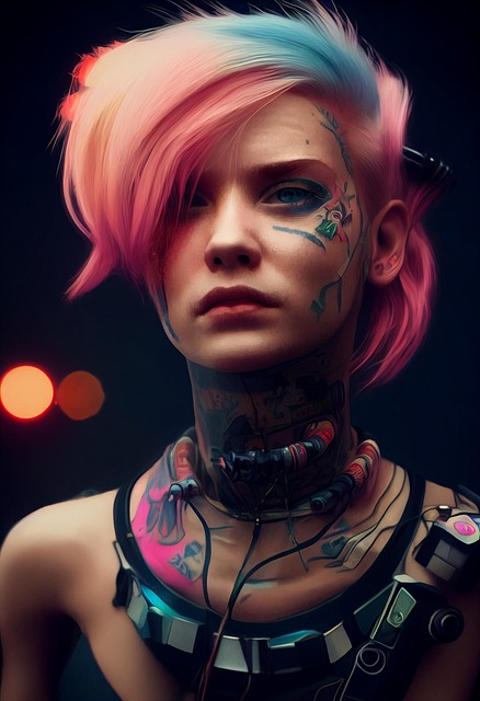 Free girl cyberpunk urban illustration