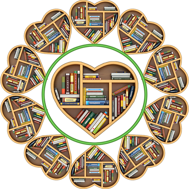 Free bookcase heart shape round illustration