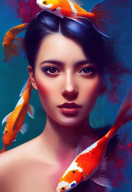 Free woman carp beauty illustration