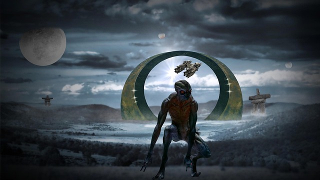 Download free HD stock image of Alien Space Free alien space archway illustration
